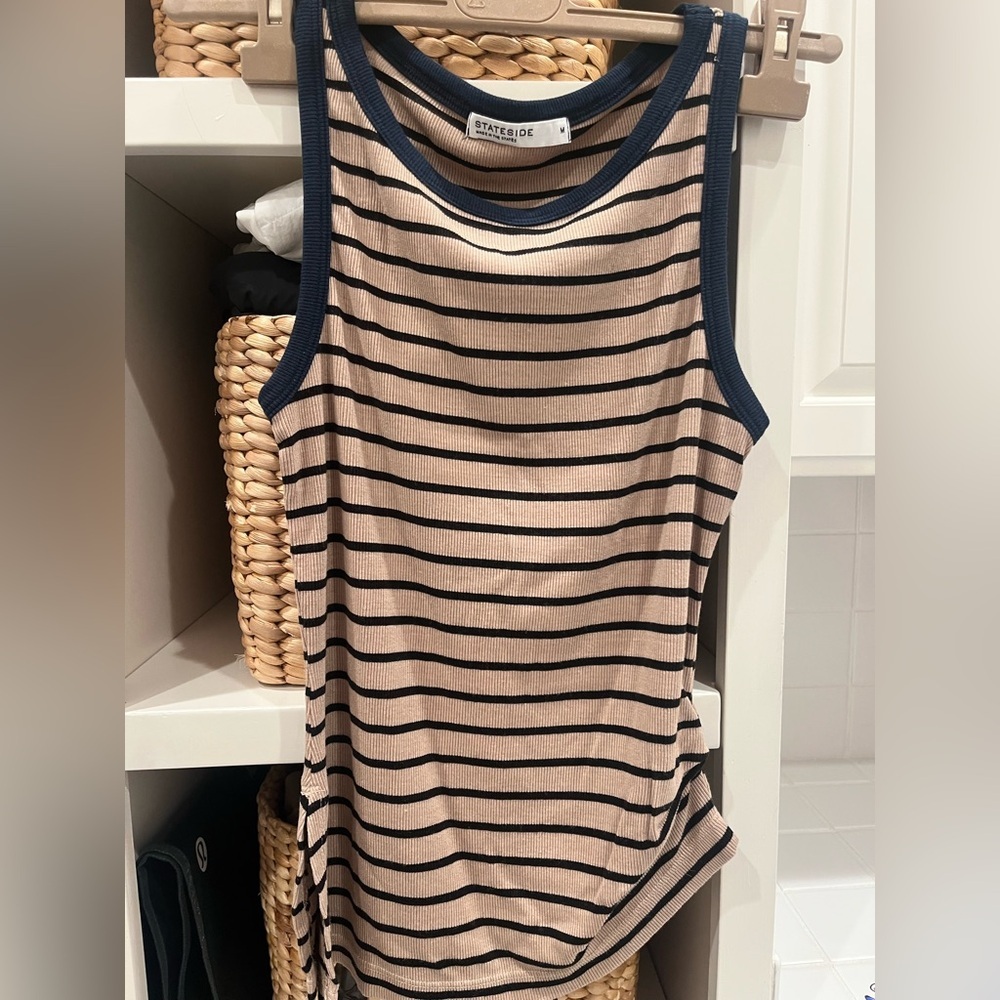 Stateside Women's‎ Striped Tank Top - Tan and Black